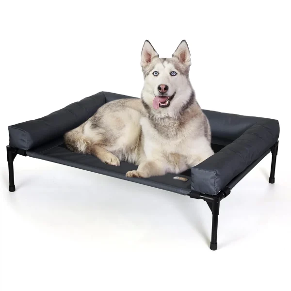 Elevated Pet Hammock Bed, Raised Metal Frame for Large Dogs up to 200lbs, Washable