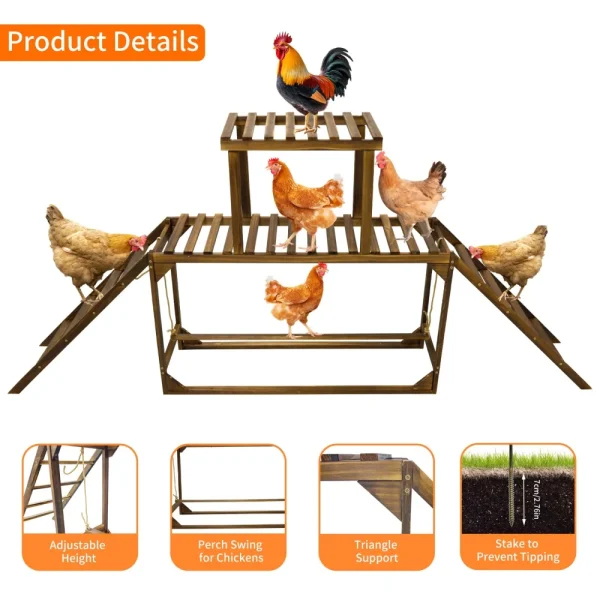 Chicken Perch Coop Ladder Platform Roosting Bar