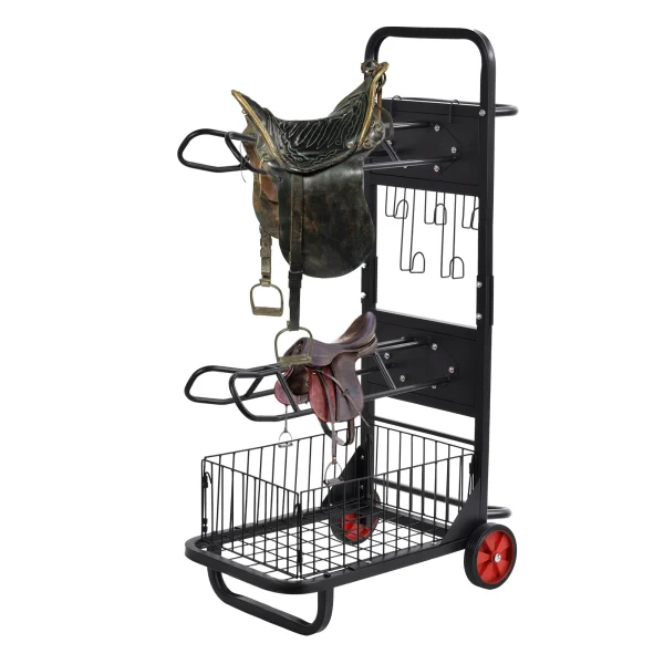 Rolling Saddle Rack, Heavy Duty Portable Saddle Stand with Lockable Wheels,