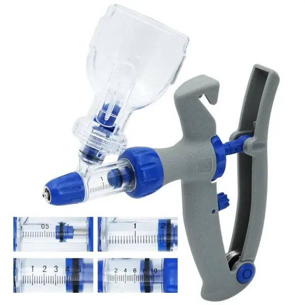 Automatic Veterinary Continuous Syringe / 10Pcs Needles Adjustable Animal Vaccine Injection for Livestock