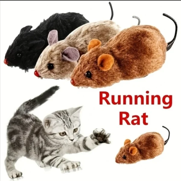 Fur Lifelike Plush Mouse Running Rat Toy for Cats