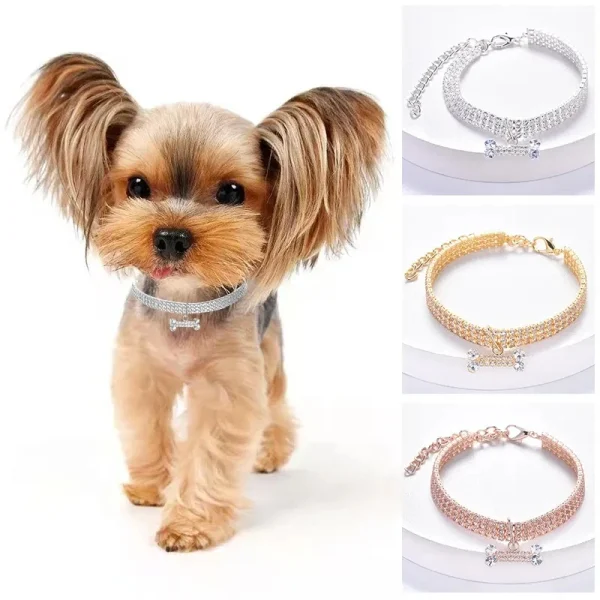 Adjustable Pet Necklace for Cat & Dog Crystal Collar Rhinestone