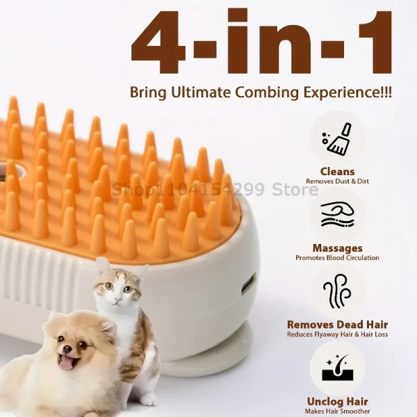3 in 1 Pet Electric Steam Brush Cat and Dog Cleaning Spray